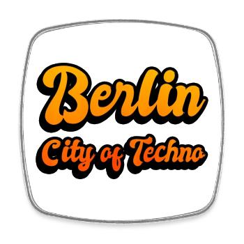 Berlin Stadt des Techno - Viereckiger Kühlschrankmagnet - Weiß - Vorne