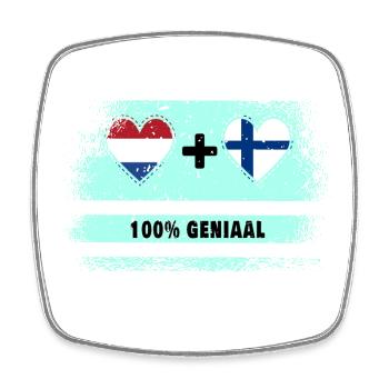Drapeau 100% Genius de la Finlande et des Pays-Bas - Magnet carré - blanc - Devant