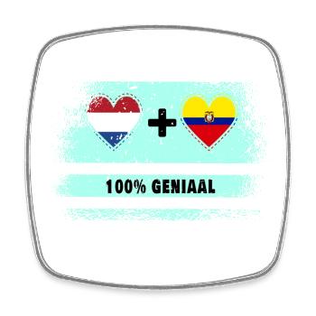 Drapeau 100% Genius de l’Equateur et des Pays-Bas - Magnet carré - blanc - Devant