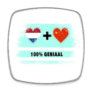Drapeau 100% Genius de la Chine et des Pays-Bas - Magnet carré - blanc - Devant