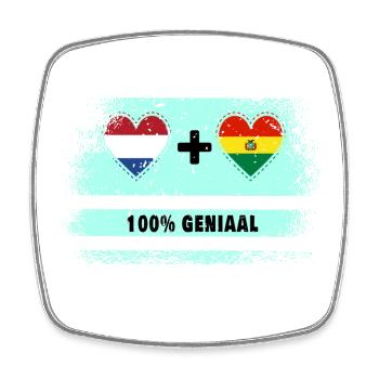 Drapeau 100% Genius de la Bolivie et des Pays-Bas - Magnet carré - blanc - Devant