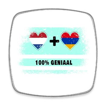 Arménie et Pays-Bas 100% Genius flag - Magnet carré - blanc - Devant