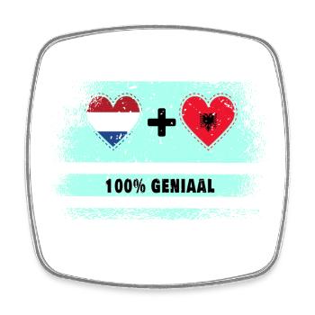 Pays-Bas et Albanie 100% Genius flag - Magnet carré - blanc - Devant