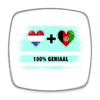 Afghanistan et Pays-Bas 100% Genius flag - Magnet carré - blanc - Devant