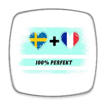 France et Suède 100% Parfait / Cadeau - Magnet carré - blanc - Devant