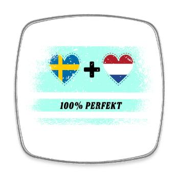 Netherlands and Sweden 100% Perfect / Gift - Square fridge magnet - white - Front