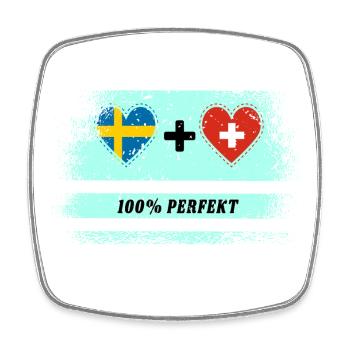 Schweiz & Schweden 100% Perfect / Geschenk - Viereckiger Kühlschrankmagnet - Weiß - Vorne