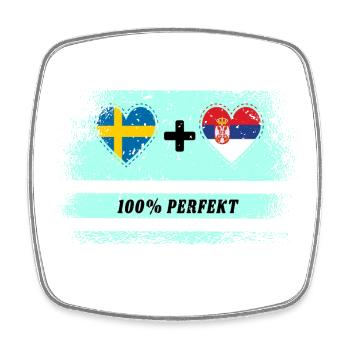 Serbie et Suède 100% Parfait / Cadeau - Magnet carré - blanc - Devant