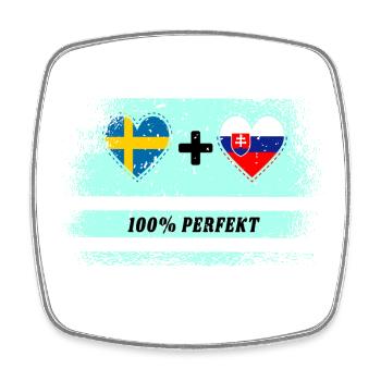 Slowakei und Schweden 100% perfekt / Geschenk - Viereckiger Kühlschrankmagnet - Weiß - Vorne