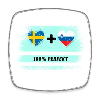 Slovénie et Suède 100% parfait / cadeau - Magnet carré - blanc - Devant
