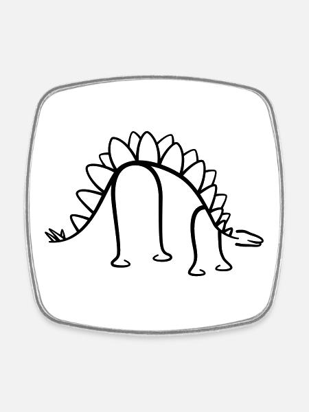 Dinosaurier Stegosaurus Dino Liniengrafik - Viereckiger Kühlschrankmagnet - Weiß