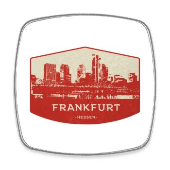 Frankfurt Skyline Rot Badge - Viereckiger Kühlschrankmagnet - Weiß - Vorne