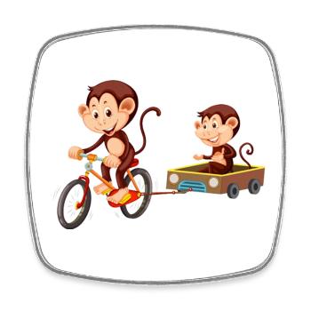 Funny cute monkey - Square fridge magnet - white - Front