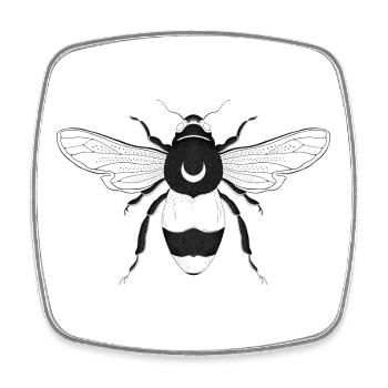 Abeille lunaire - Magnet carré - blanc - Devant