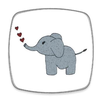 Elephant fabric with hearts - Square fridge magnet - white - Front