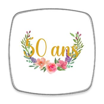 age anniversaire fleurs 50 ans - Magnet carré - blanc - Devant