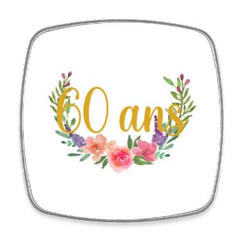 fleurs anniversaire 60ans - Magnet carré - blanc - Devant