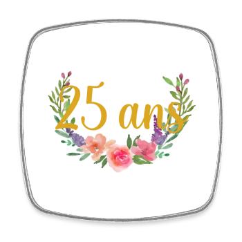 fleurs anniversaire 25ans - Magnet carré - blanc - Devant
