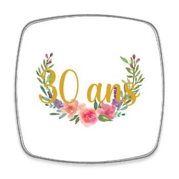 fleurs anniversaire 30 ans - Magnet carré - blanc - Devant