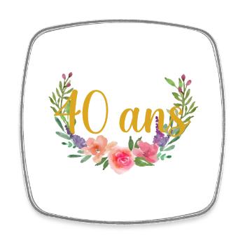 40 ans annivesraire floral - Magnet carré - blanc - Devant