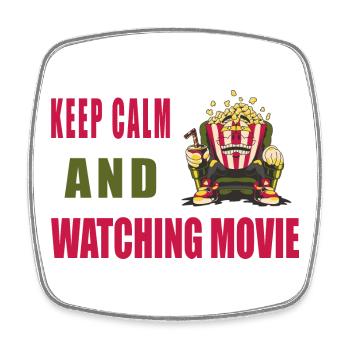 Ruhe bewahren und Film schauen - Viereckiger Kühlschrankmagnet - Weiß - Vorne