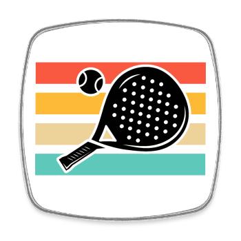 Padel Tennis Retro Vintage - Square fridge magnet - white - Front