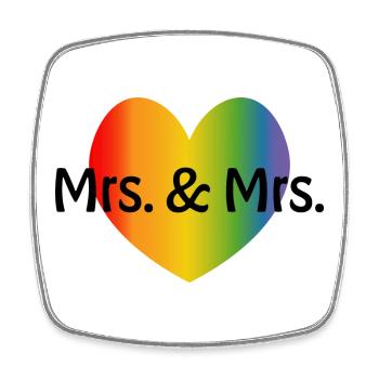 Regenbogen Mrs and Mrs 2 rainbow Herz - Viereckiger Kühlschrankmagnet - Weiß - Vorne