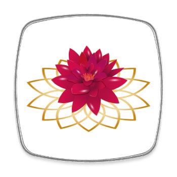 bright red lotus flower with flower ornament - Square fridge magnet - white - Front