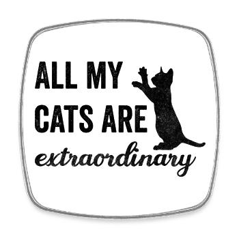 All My Cats Are Extraordinary black - Square fridge magnet - white - Front