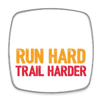 Run Hard. Trail Harder. - Square fridge magnet - white - Front