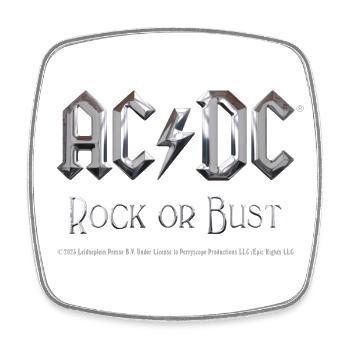 AC/DC Logo In Silver Rock Or Bust Album - Square fridge magnet - white - Front