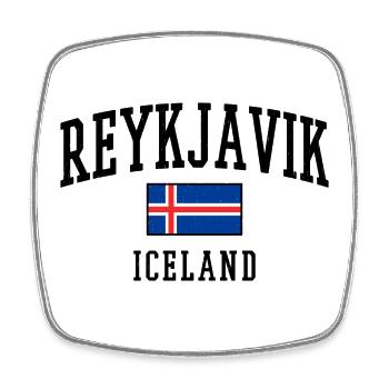 Nordic Blue-Red-White Cross View - Square fridge magnet - white - Front