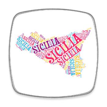 Sicily t-shirt map word cloud trinacria - Square fridge magnet - white - Front