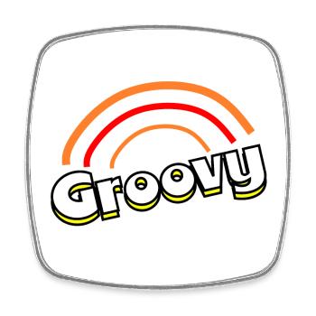 Groovy 70er Jahre - Viereckiger Kühlschrankmagnet - Weiß - Vorne