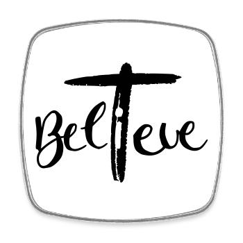 Believe im Kreuz - Viereckiger Kühlschrankmagnet - Weiß - Vorne