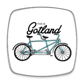 This is Gotland - Tandem Bike - Square fridge magnet - white - Front