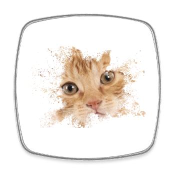Chat orange avec éclaboussure d’aquarelle - Magnet carré - blanc - Devant