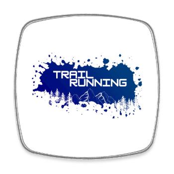 Trail running, montagnes et forêt de touches blanches de couleurs - Magnet carré - blanc - Devant