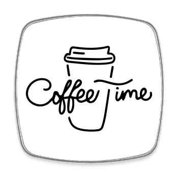 Cadeau 'Coffee Time', Art Minimaliste - Magnet carré - blanc - Devant
