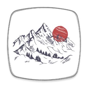 Crimson Sunset Over Silent Peaks - Square fridge magnet - white - Front