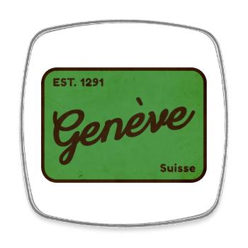 Genève Suisse Schild – Vintage Swiss Design - Viereckiger Kühlschrankmagnet - Weiß - Vorne
