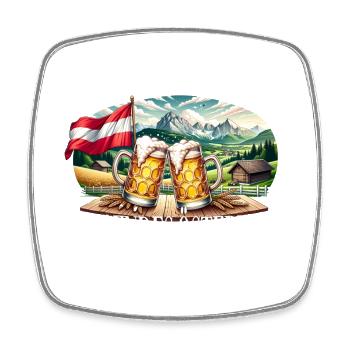 Klingendes Österreich Bier Berge Statement Spruch - Viereckiger Kühlschrankmagnet - Weiß - Vorne