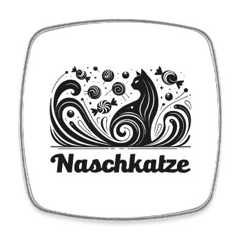 naschkatze katze naschen süßigkeiten süß wortspiel - Viereckiger Kühlschrankmagnet - Weiß - Vorne