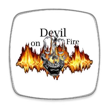 Devil on Fire Skull Flame - Square fridge magnet - white - Front