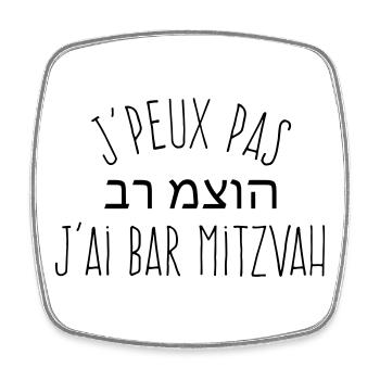 J'peux pas j'ai Bar Mitzvah - Humour Juif - Magnet carré - blanc - Devant