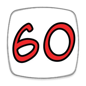 60. 60 JAHRE. 60-JÄHRIGES JUBILÄUM. 60. GEBURTSTAG. - Viereckiger Kühlschrankmagnet - Weiß - Vorne