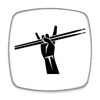 Drummer hand sketch - Square fridge magnet - white - Front
