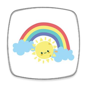 Sunny Rainbow Smile Doodle - Viereckiger Kühlschrankmagnet - Weiß - Vorne