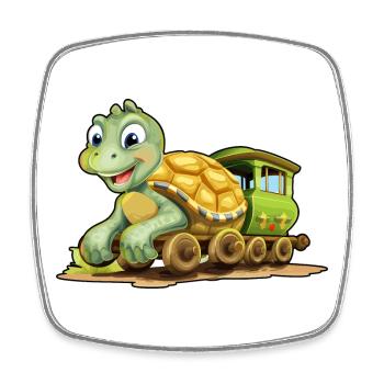 Turtle Railroad Turtle Rides Railroad - Magnet carré - blanc - Devant