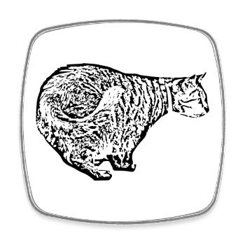 T-shirt cadeau noir chat - Magnet carré - blanc - Devant